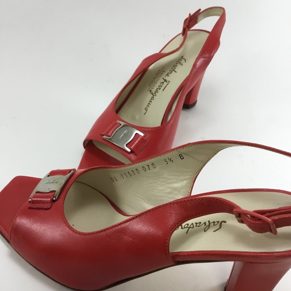 Salvatore Ferragamo Navarina red sling backs, size 5.5